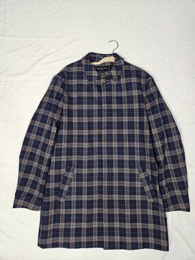 Paisley & Gray Mens Blue & Brown Plaid Overcoat Jacket Size 2XL XXL